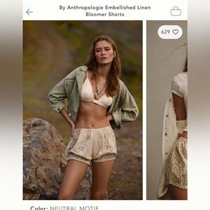 Anthropologie Linen Bloomer Shorts